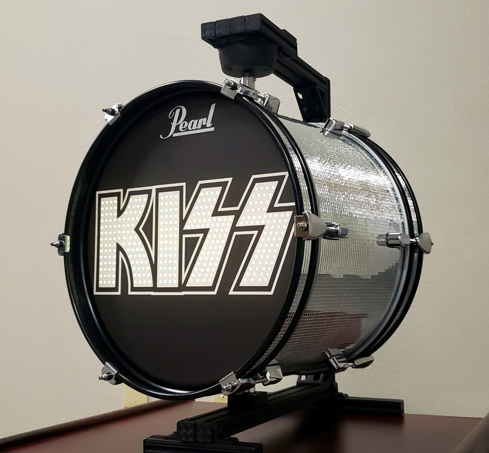 KISS Rotating Drum Display, Double Sided, Internal LED Lighting + Remote Control