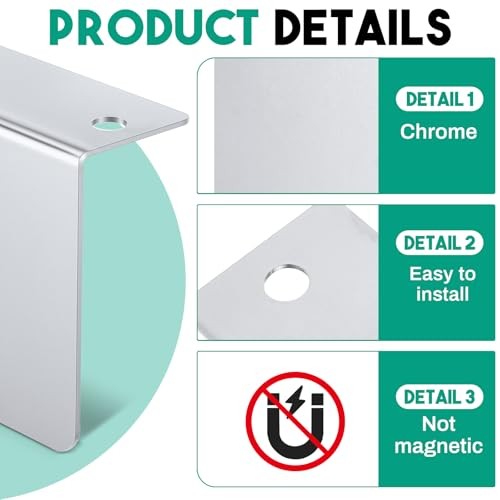 4 Pack Chrome l Bracket Universal 4" x 4" Flat Permit Panel Permit Sticker