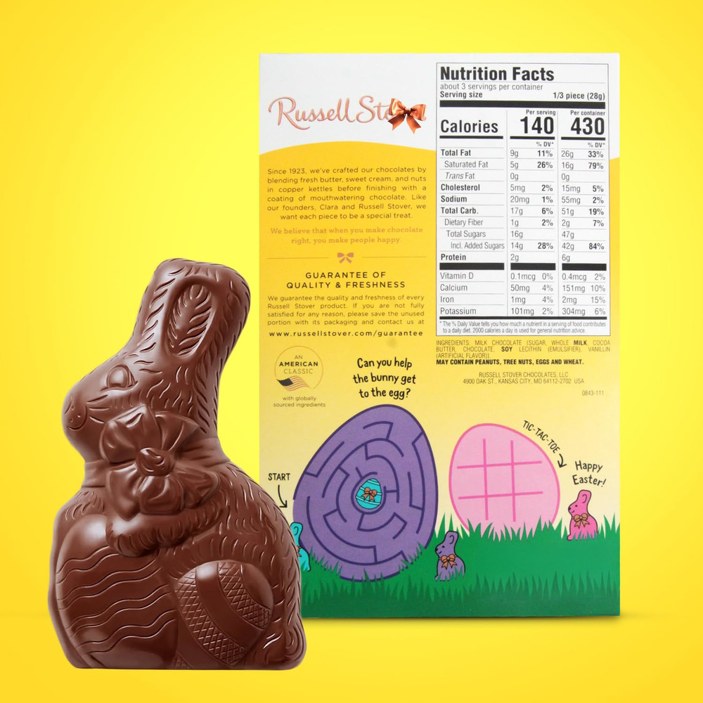 Solid Milk Chocolate Bunnies -Easter Chocolate Bunny Perfect for Easter Baskets