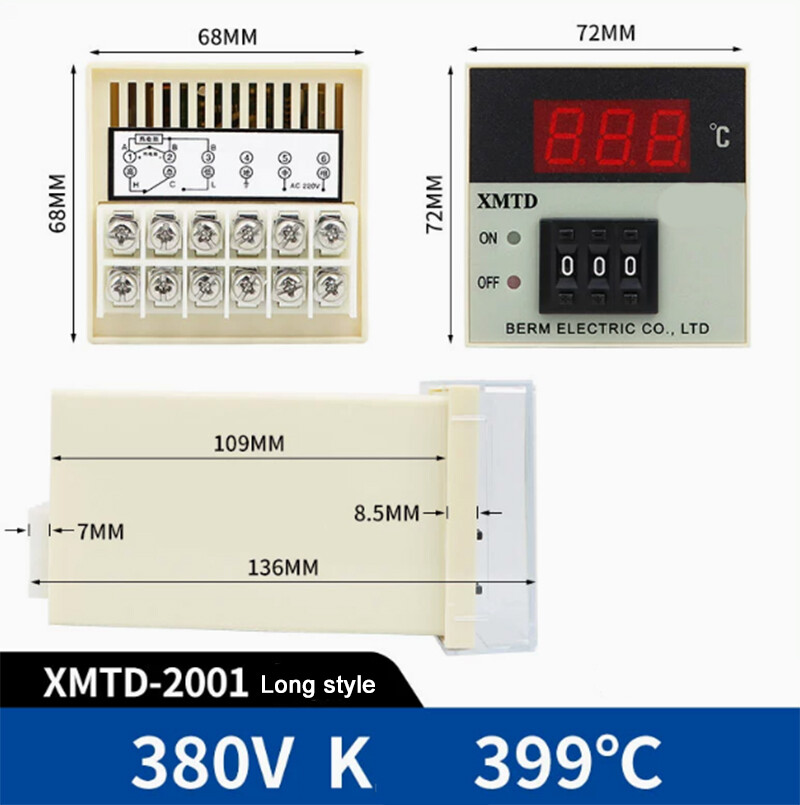 XMTD-2001/2002 Digital Temperature Controller 220V380V E/K-Type PT100 CU50 Type