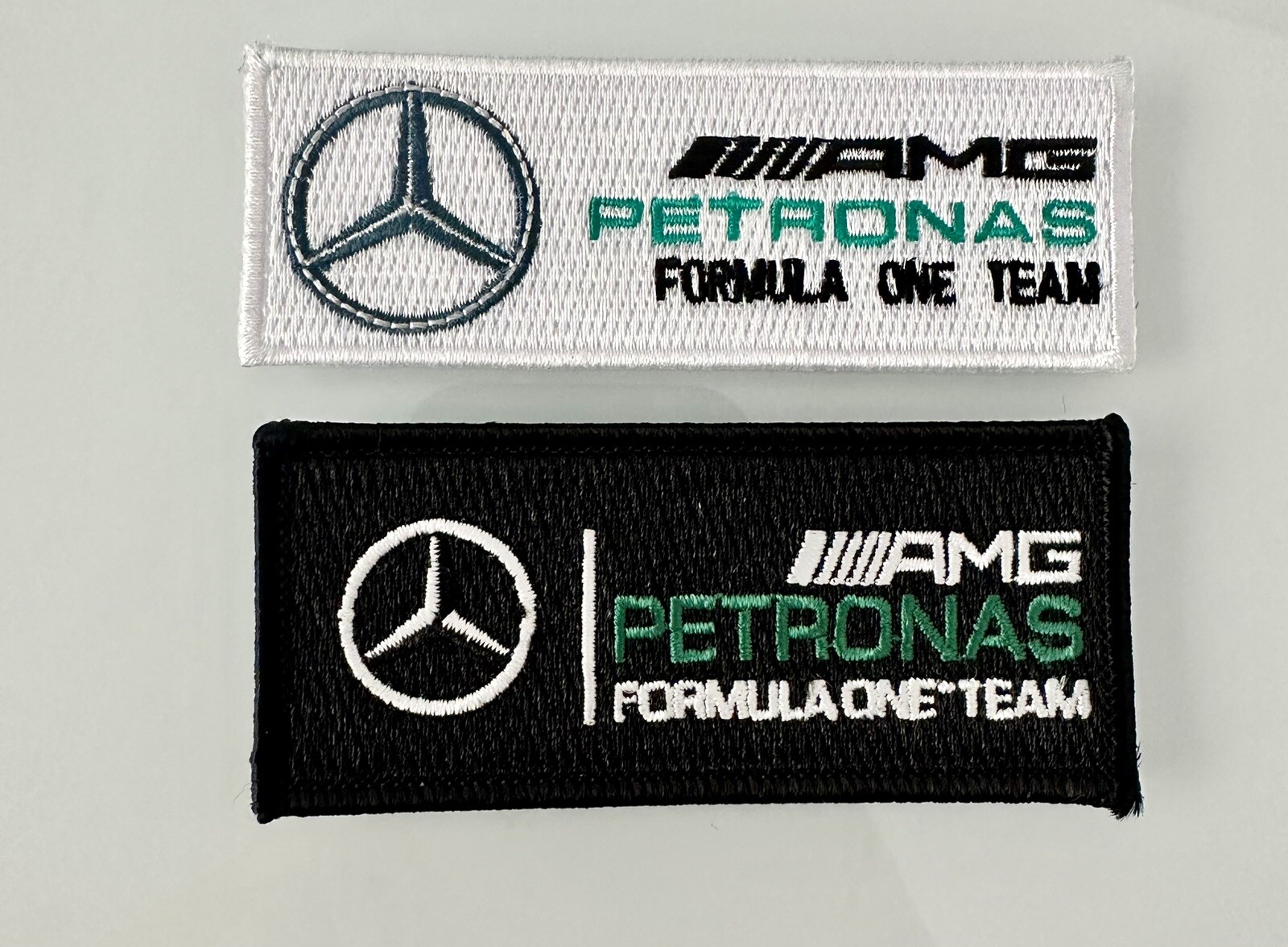 MERCEDES PETRONAS F1 RACING BLACK WHITE Iron-on PATCH 3” H X 3” L