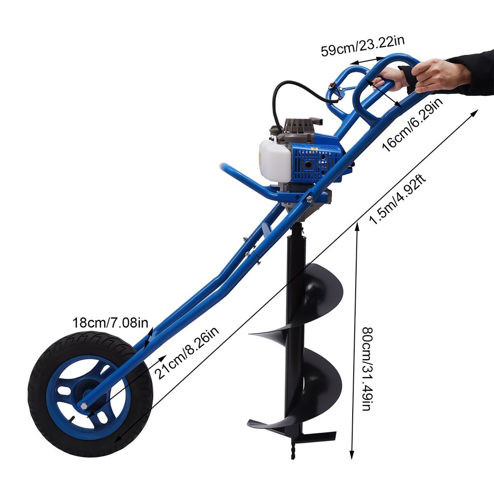 63CC Gasoline Post Hole Digger with 11" Bit for Efficient Ground Drilling