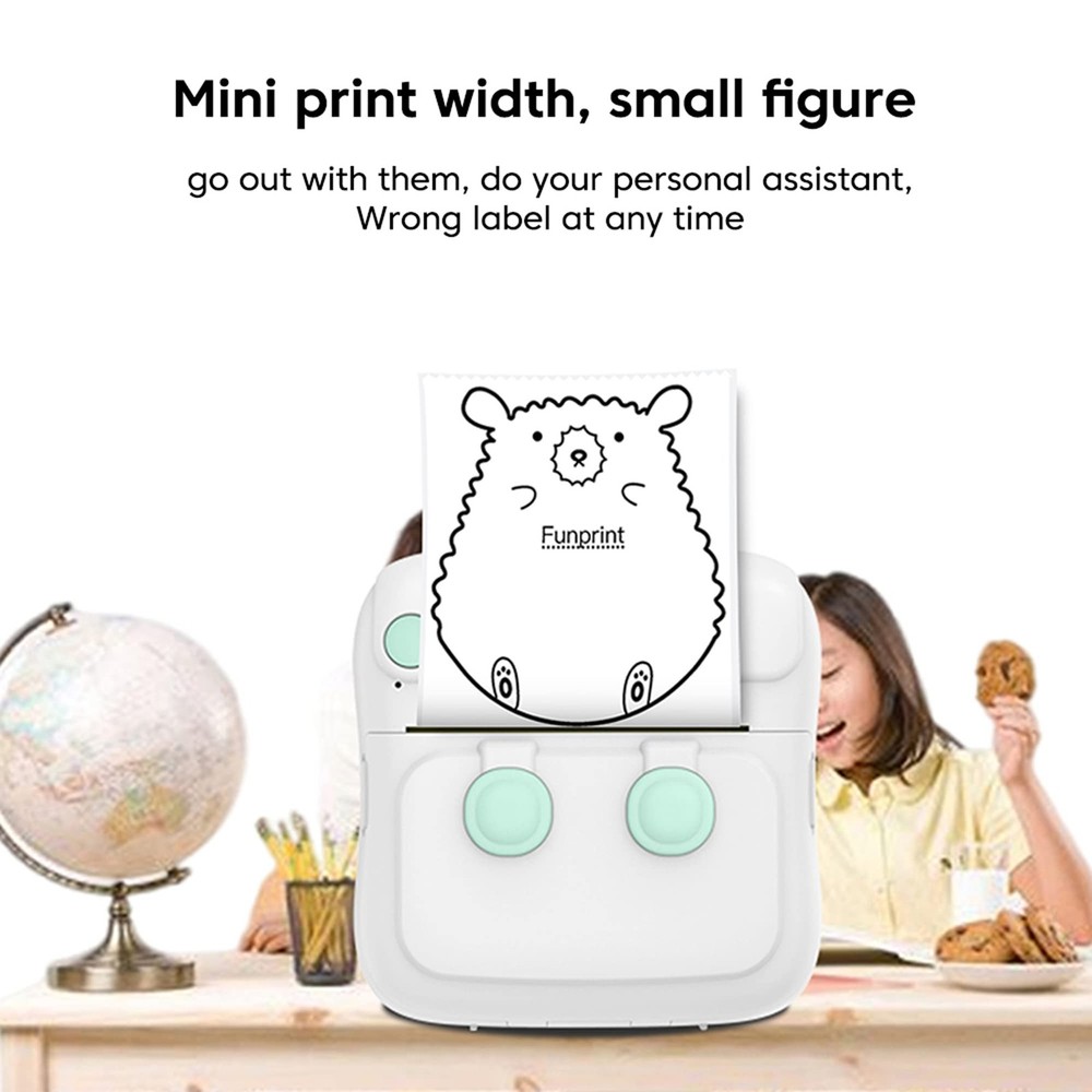 Mini Printer,Portable Bluetooth Inkless Sticker Printer with Sticker Paper an...