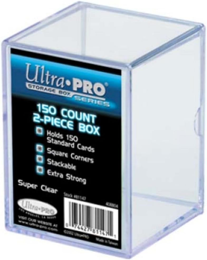 Clear Trading Card Storage Boxes - 150 Cards, Pre-Assembled Stackable