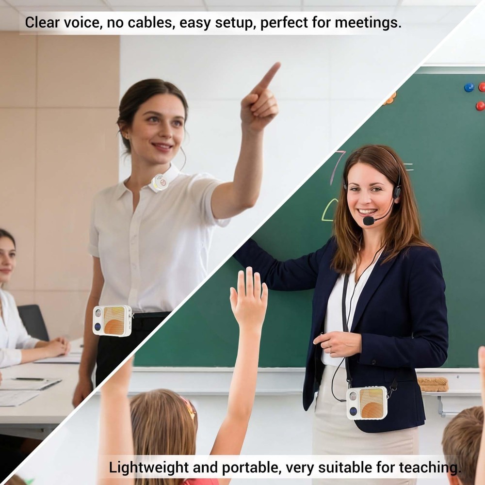 Voice Amplifier with Wireless Lavalier Lapel Microphone for Teaching,Public S...