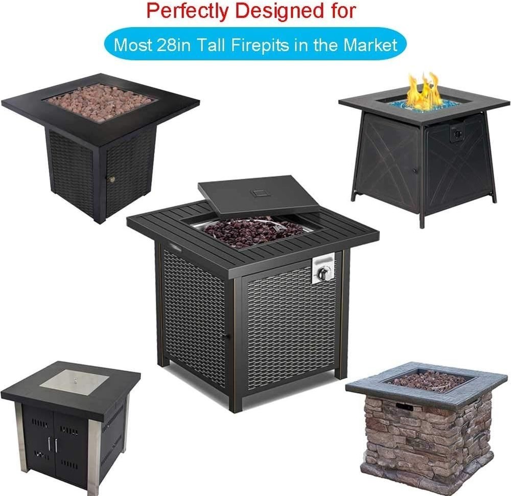 Fire Pit Cover, 28 inch Firepit Covers Square Gas Fireplace Fire Pit Table Co...