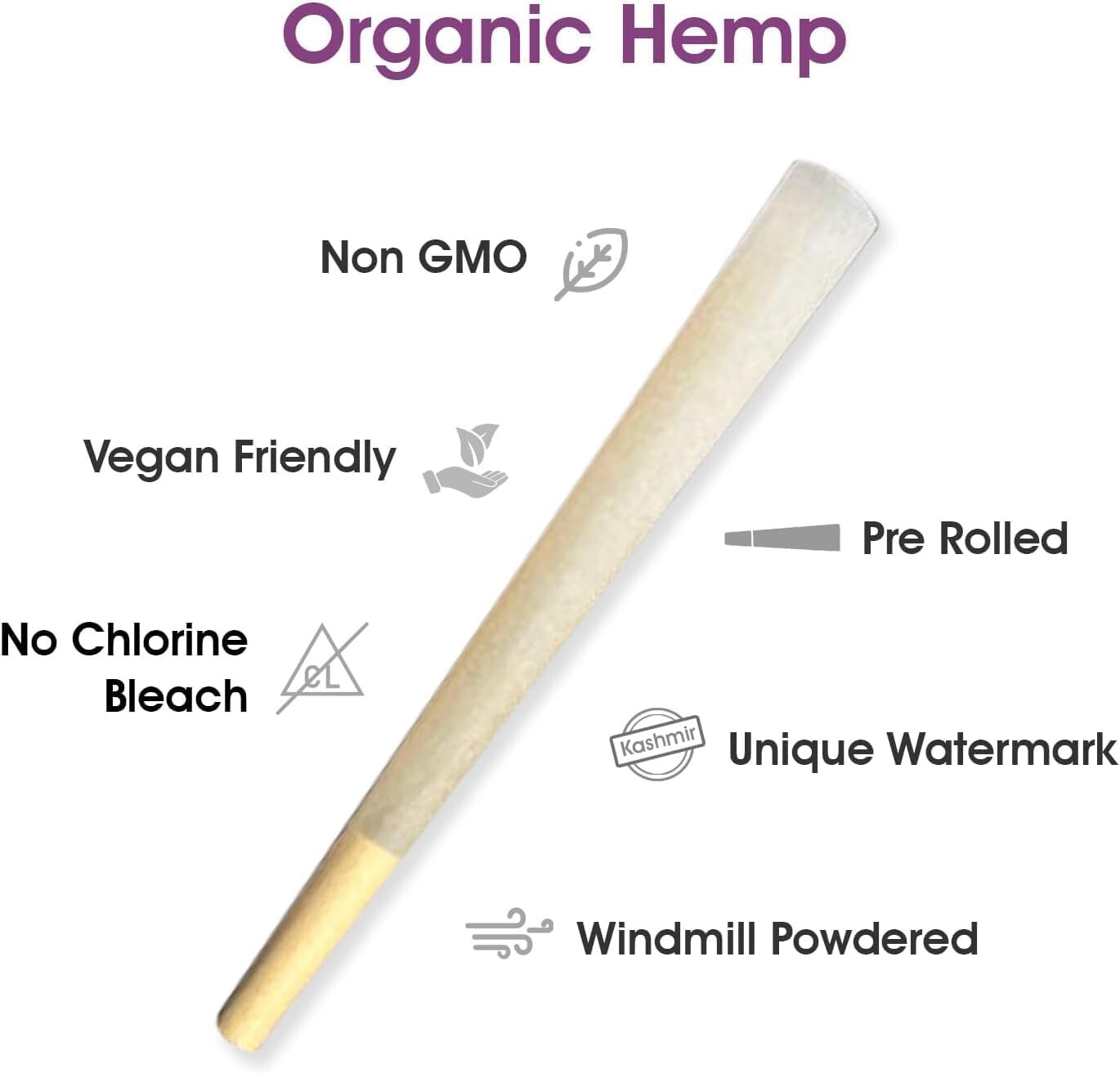 Kashmir Pre Rolled Cones 1 1/4 Size Smooth Organic Rolling Papers Cones - 200 Ct