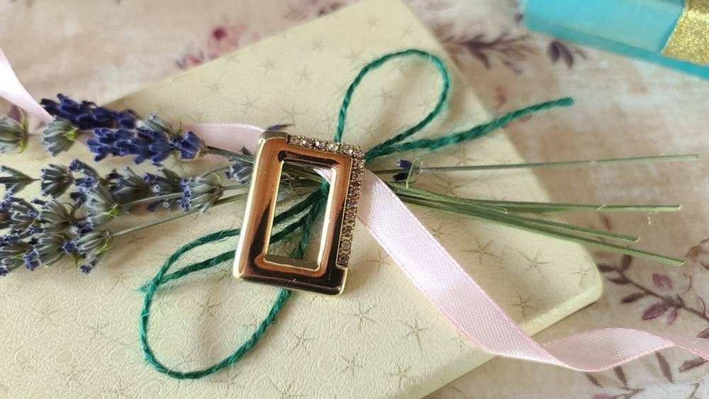 Parklane Rectangular Rhinestone Gold Pendant