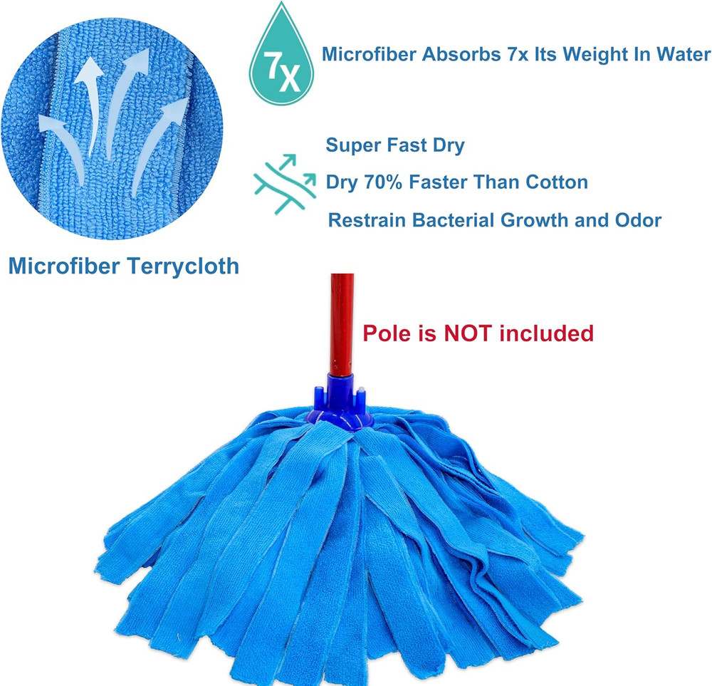 6 PCS Blue Microfiber Mop Replacement Compatible with All Standard US Threadi...