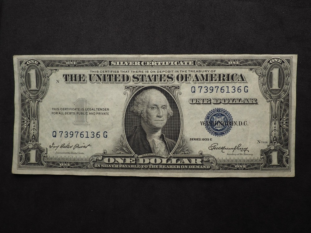 1935-E $ 1 DOLLAR SILVER CERTIFICATE *CRISPY + WHITE AU NOTE* FREE SHIP! S3881