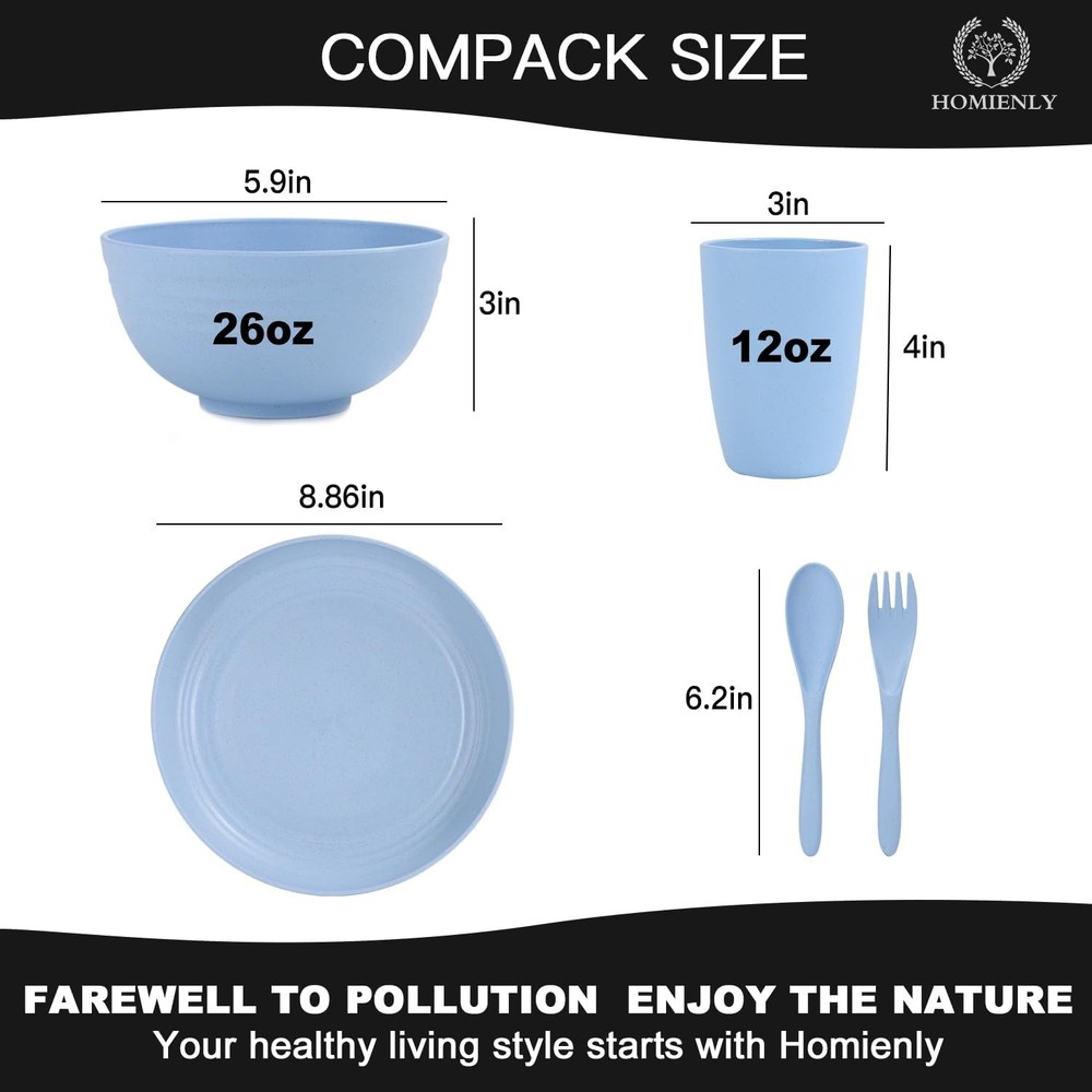 Wheat Straw Dinnerware Sets, 20 PCS Dishes 20 PCS, Multicolor-Light
