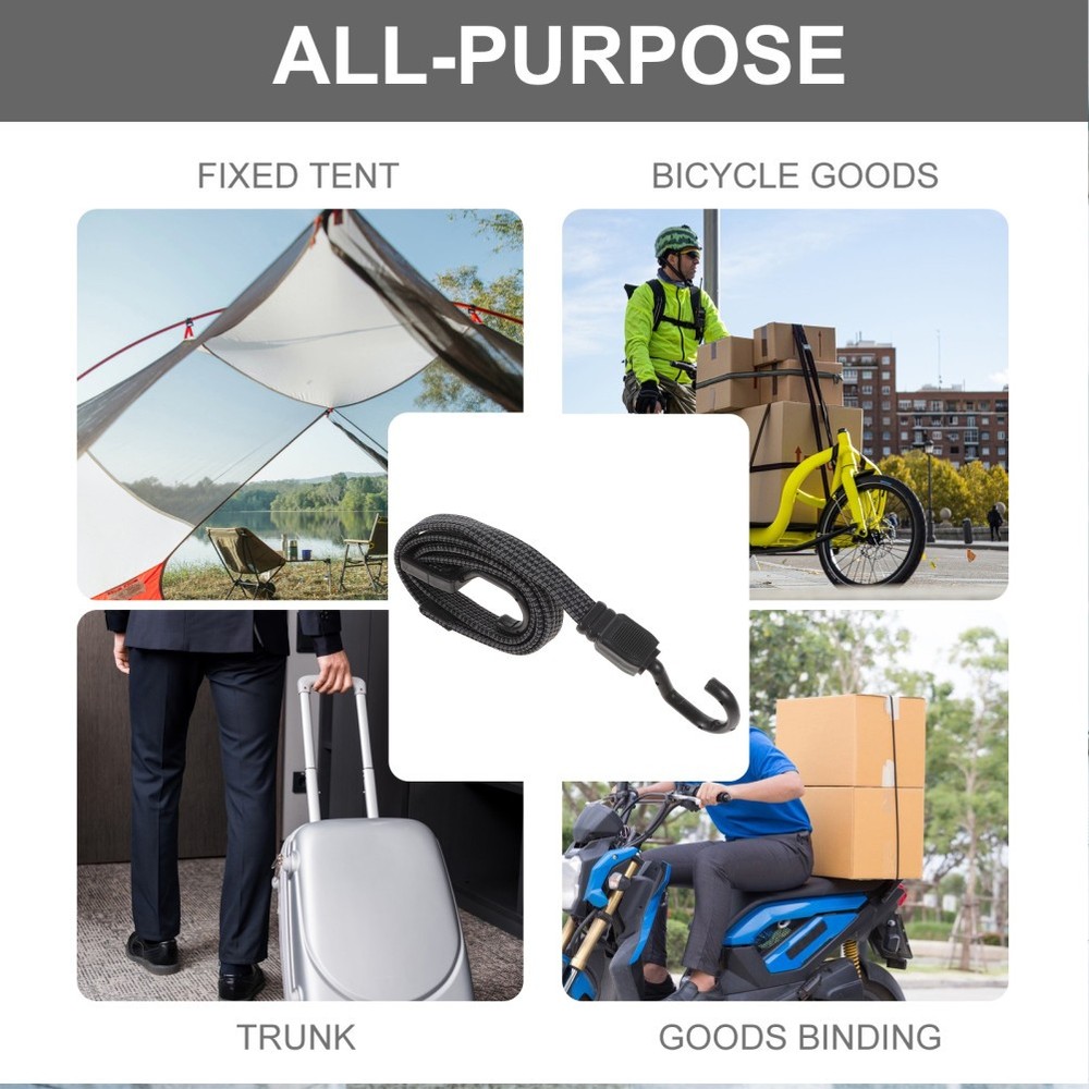 3 Pcs Heavy Duty Bungee Cords Adjustable Binding Straps With Hooks