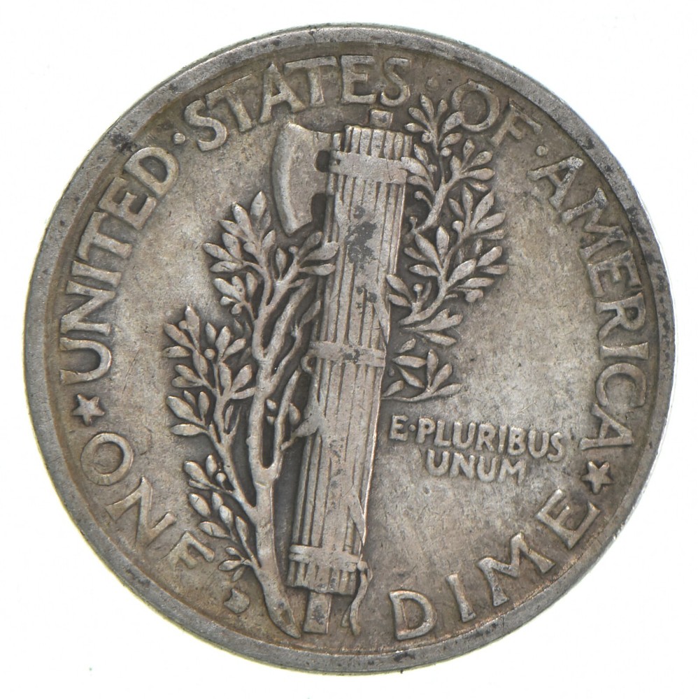 VG+ 1929-D Mercury 90% Silver Dime