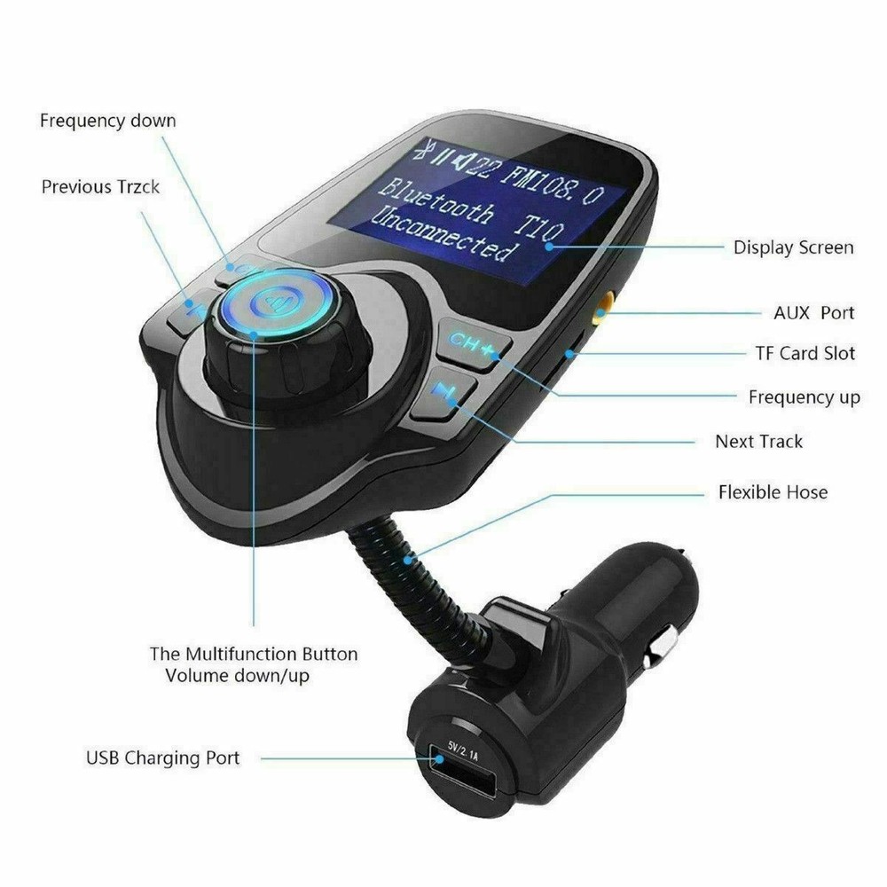 Bluetooth Wireless Car FM Transmitter AUX Stereo Receiver Adapter 2 USB Charger