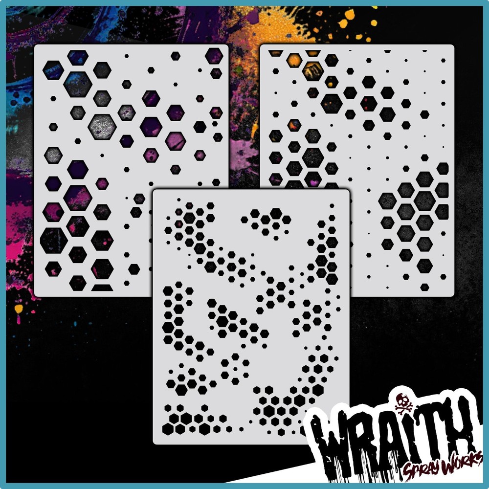 Hex Camo Set #1 - Reusable Airbrush Stencil Template