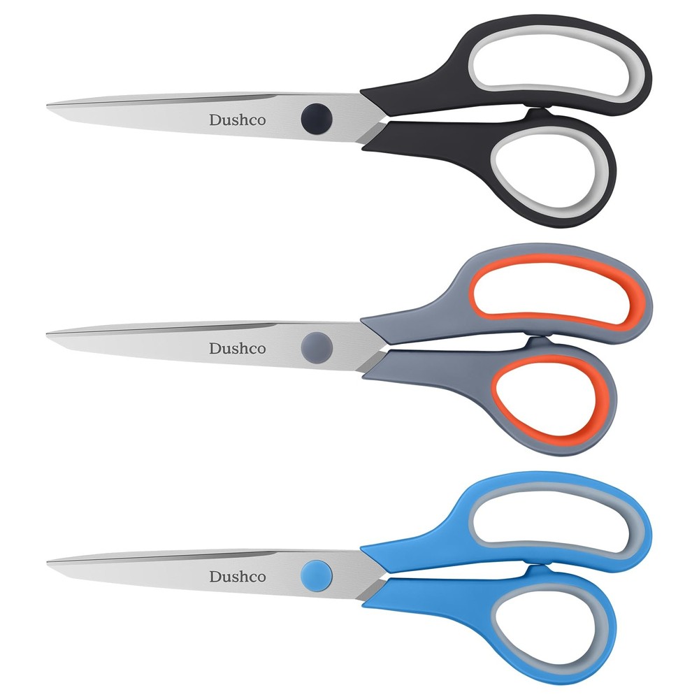 Scissors, Dushco 8.5 Inch Multipurpose Scissors Bulk Set of 3 Pack, Ultra Sharp