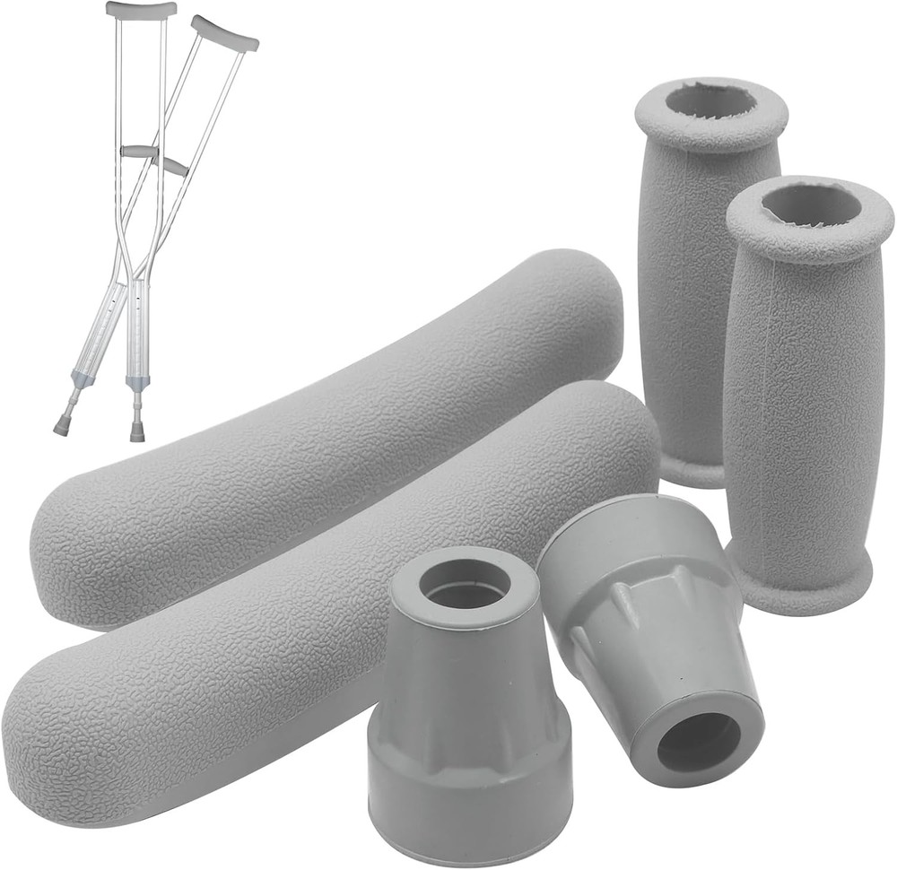 Replacement Crutch Pads 6 Pieces Accessory Kit with Gray