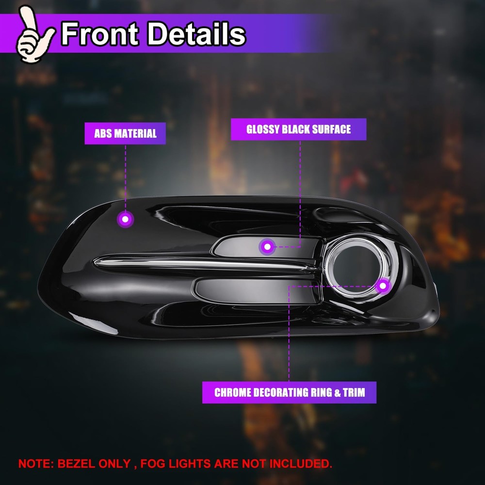 Fog Light Bezels for 2013-2016 Dodge Dart Passenger Driver Side Covers