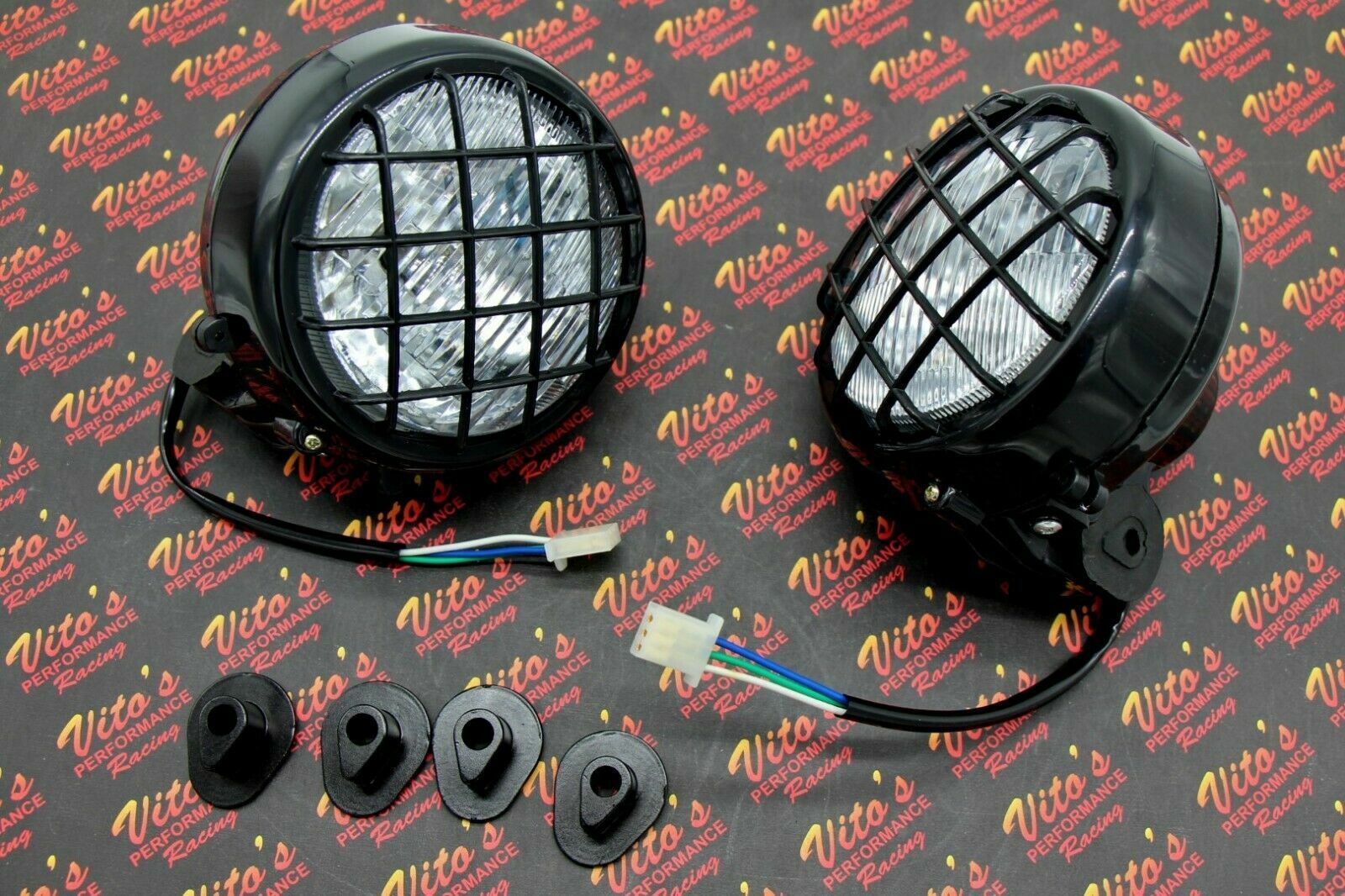 2 x NEW Headlights Yamaha Banshee lens bulbs lights grills 1996-2001 + COLLARS