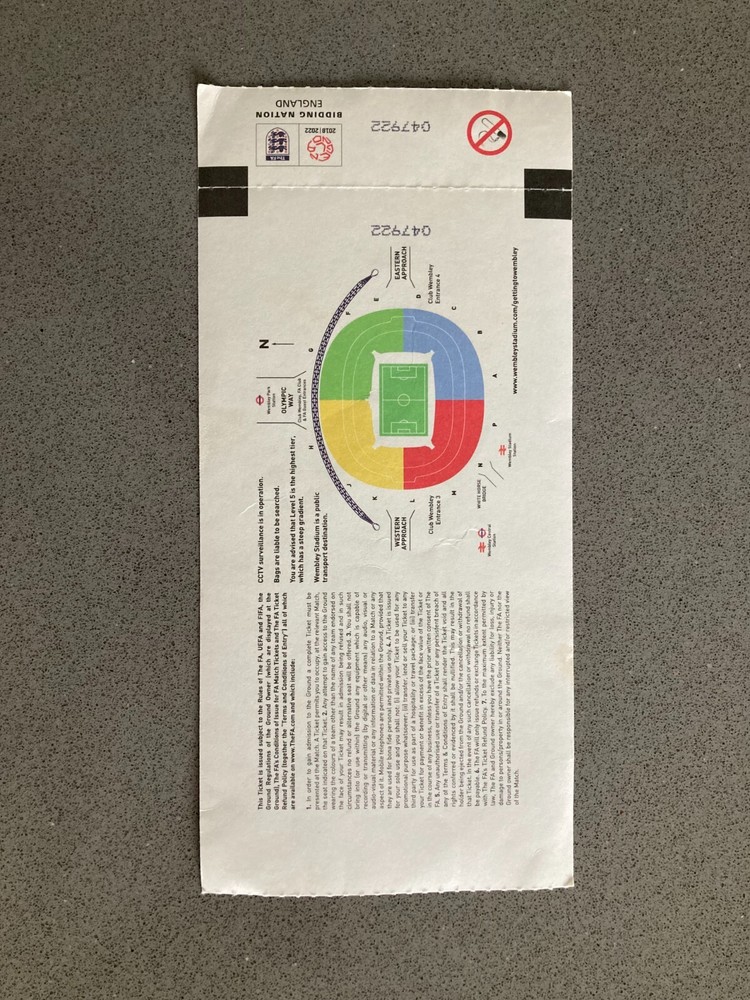 England v Montenegro 2010 Match Ticket