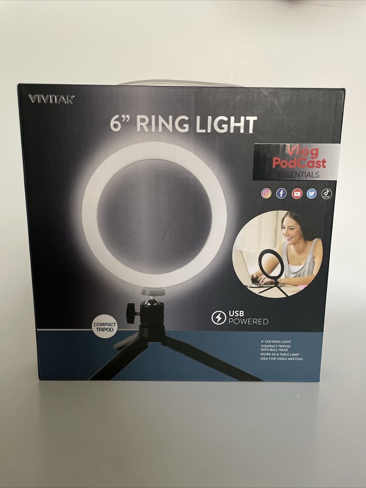 LED Ring Light: Vivitar 6" inch- USB- Vlogging Kit