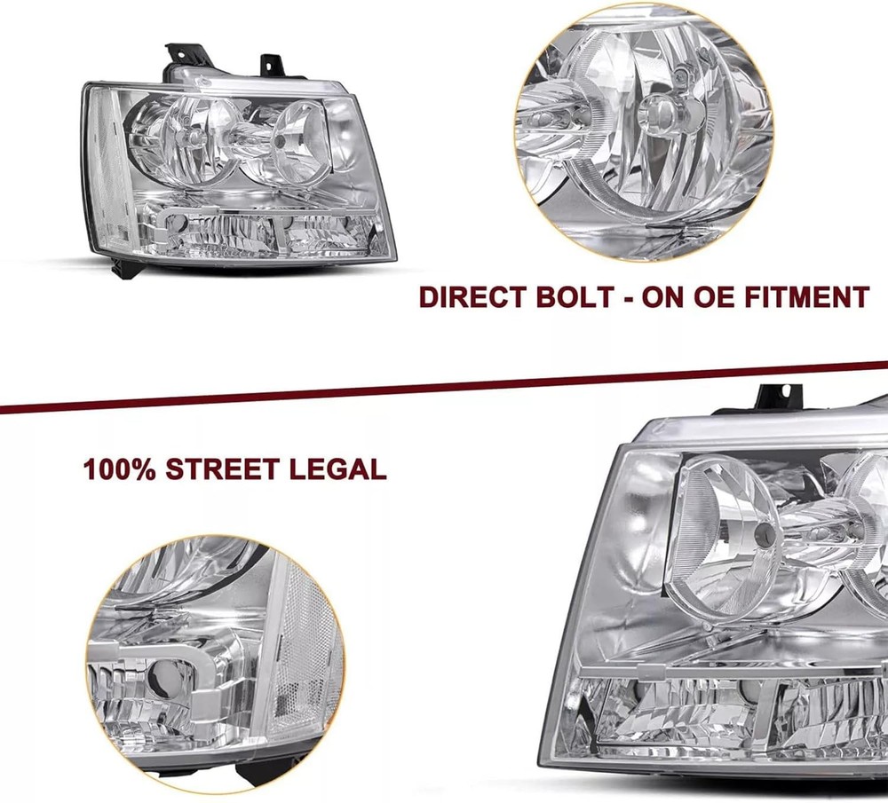 Chevy Tahoe Headlights Chrome Pair