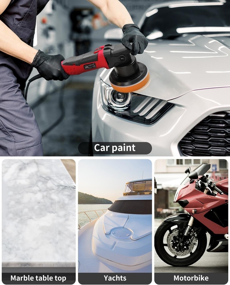 Variable Speed 6-Inch Random Orbital Buffer Polisher - Detailing Made Easy