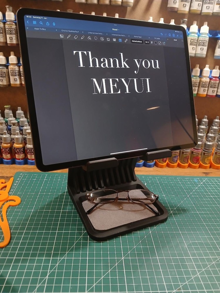 Tablet Stand with Desk Tray, Angled iPad Holder, Android Tablet Dock, Bedside or