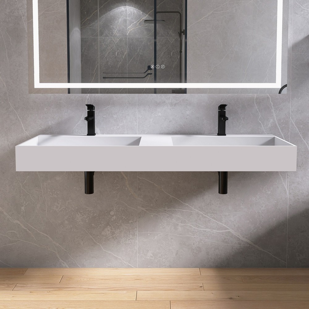 54'' Wall Mounted Bathroom Sink Solid Surface Bathroom Vessel Sink