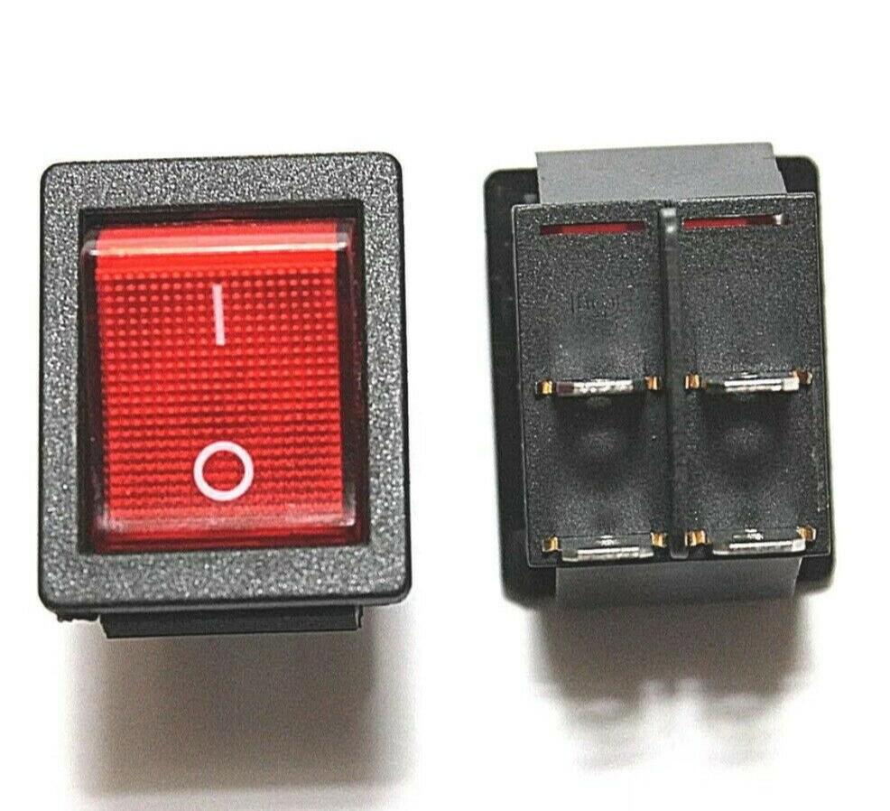 DPST-Double Pole Single Throw 4-Pin  (ON-OFF) 20amp Red LED Rocker Switch