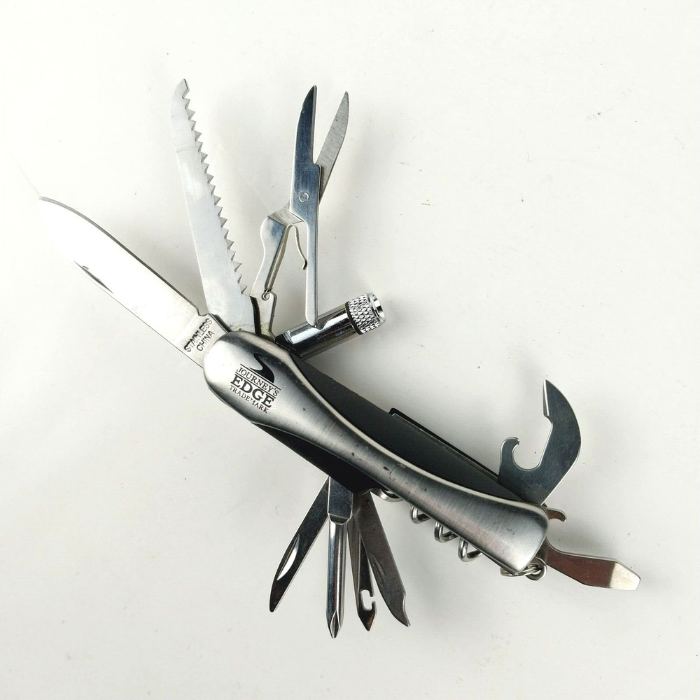 Journeys Edge Stainless Steel 12-Function Multi-Tool Camping Knife w/Led Light