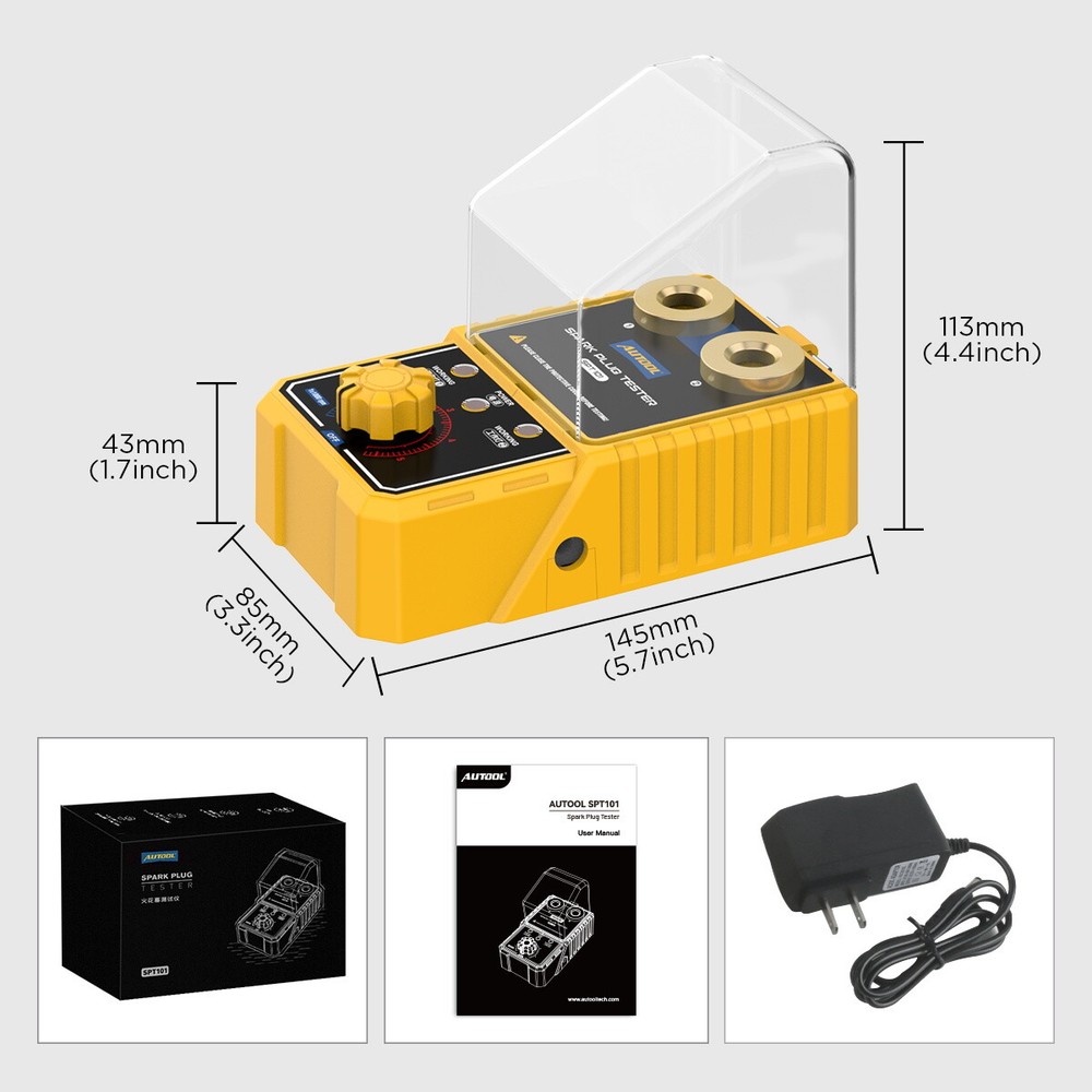 AUTOOL 12V Car Spark Plug Tester Adjustable Dual Hole Ignition Diagnostic Tool