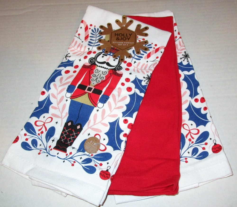 NUTCRACKER CHRISTMAS TOWEL Set   3 Pc. set  16" x 25"   2 in 1 Functionality