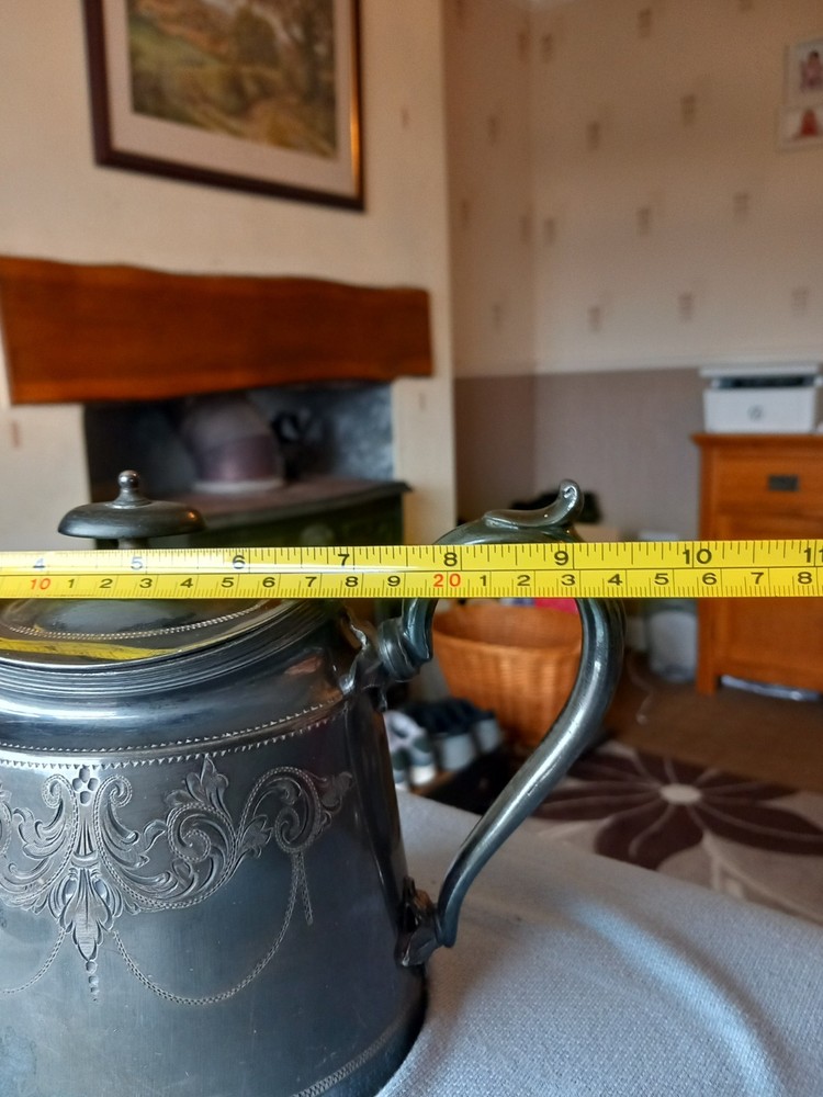 AW & JH Silver Plated Teapot, Ebony Handle, Model 2250.