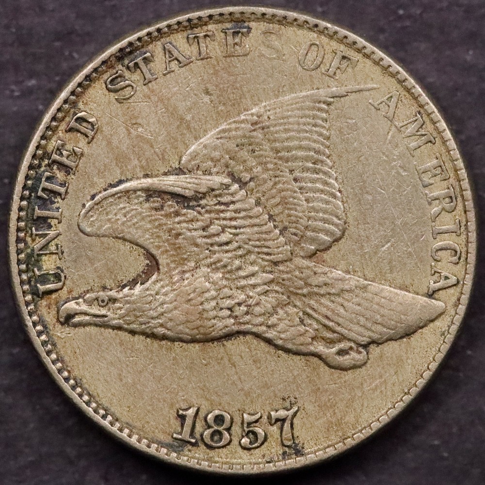 1857 1c Flying Eagle Cent - Uncirculated Details Old Cleaning