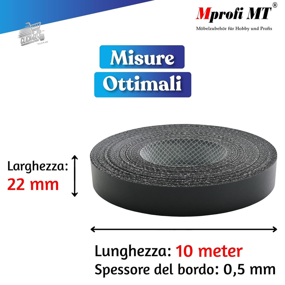 ® - Black Effect Edge | 22mm X 10M | Easy to Apply | Apple Kitchen Edge