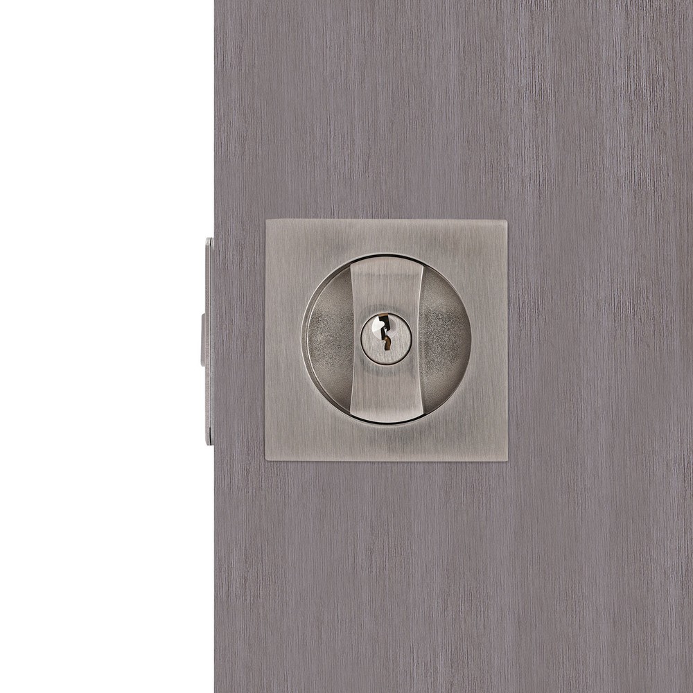 Square Sliding Door Lock Entry Lock Stainless Double Hook Lock Body Silver