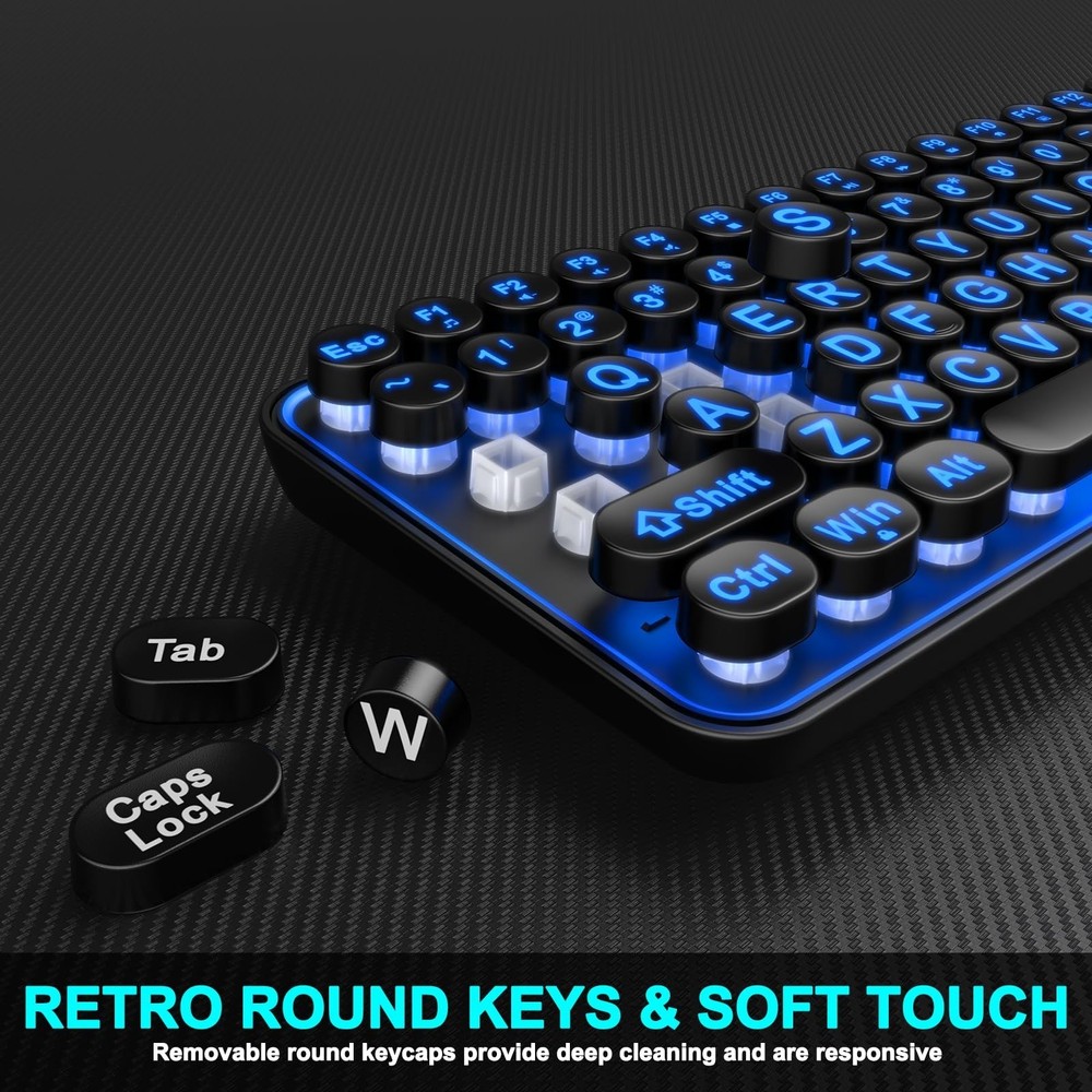 Large Print Backlit Keyboard, Wired USB Lighted Computer Keyboards with 7-Col...