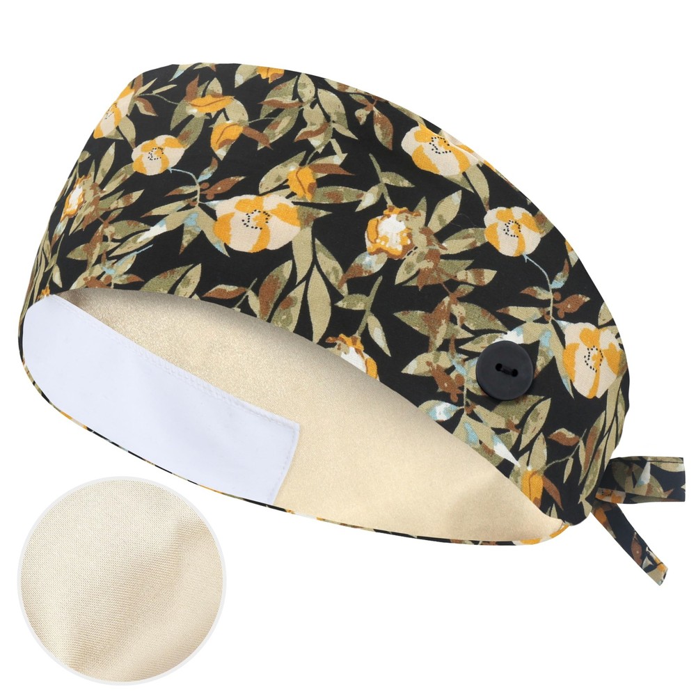 Adjustable Working Cap with Button, Satin-Lined Cotton Working Hat Sweatband,...