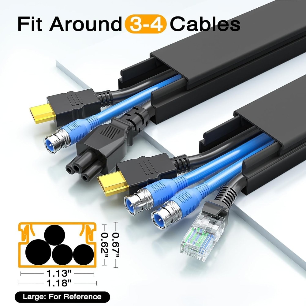 Durable Black Cable Cover Raceway Kit - Easy Installation & Child-Safe Design