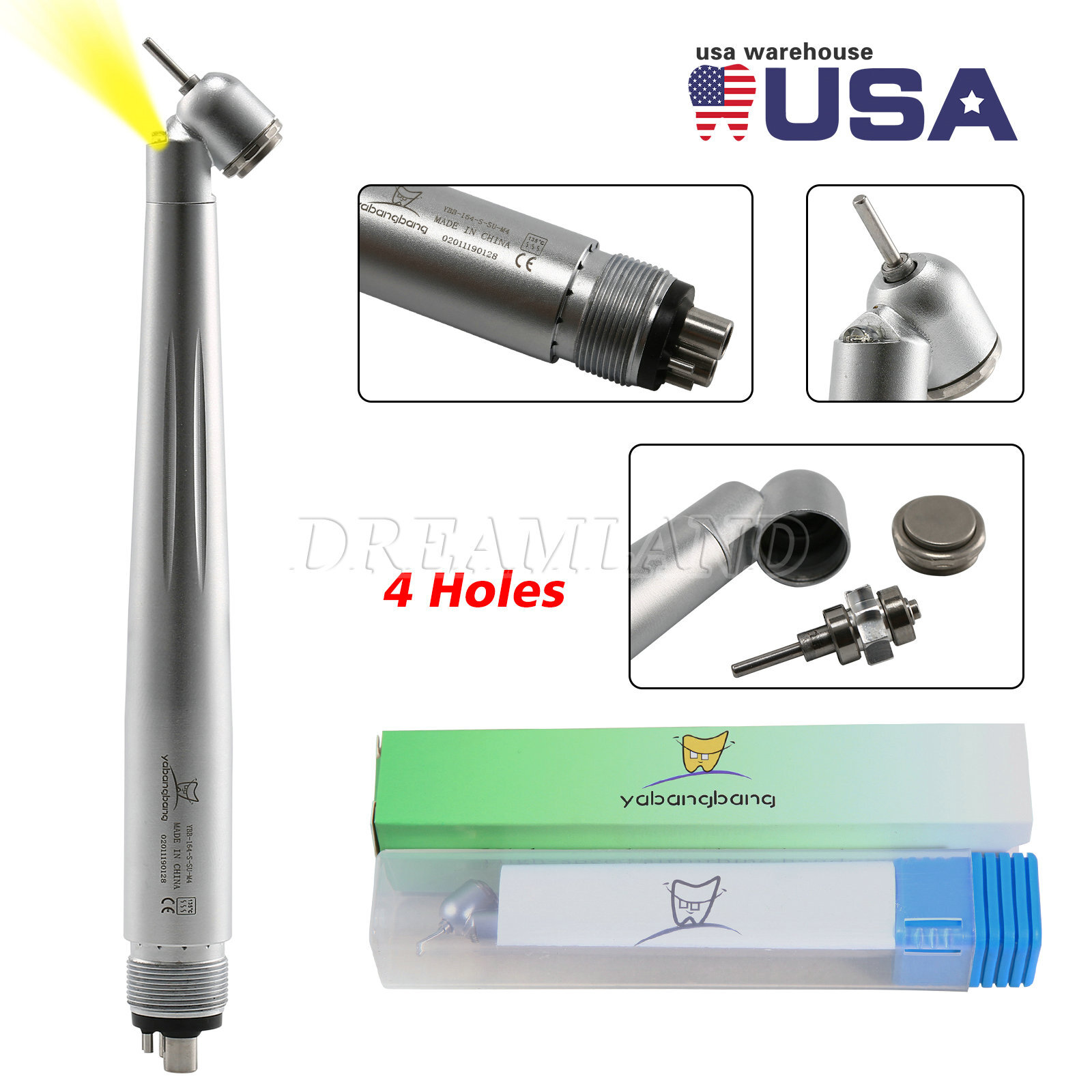 Dental 45 Degree Surgical High Speed Handpiece Led E-generator Push Button 4Hole