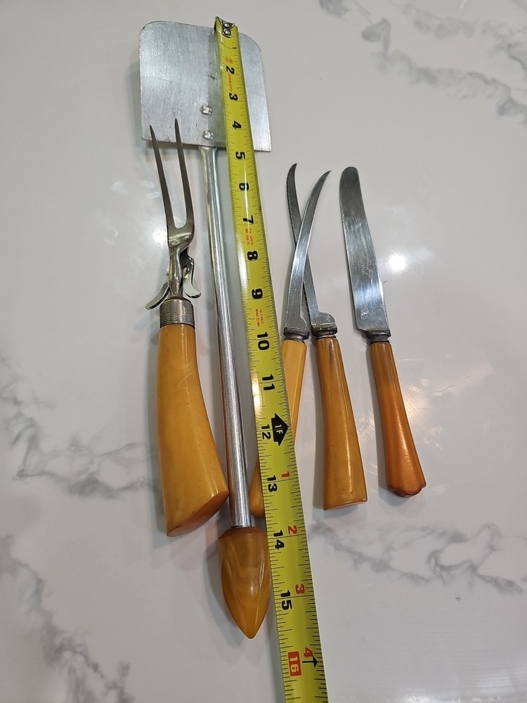 Butterscotch Bakelite Misc. Kitchen Utensils. Some SS.