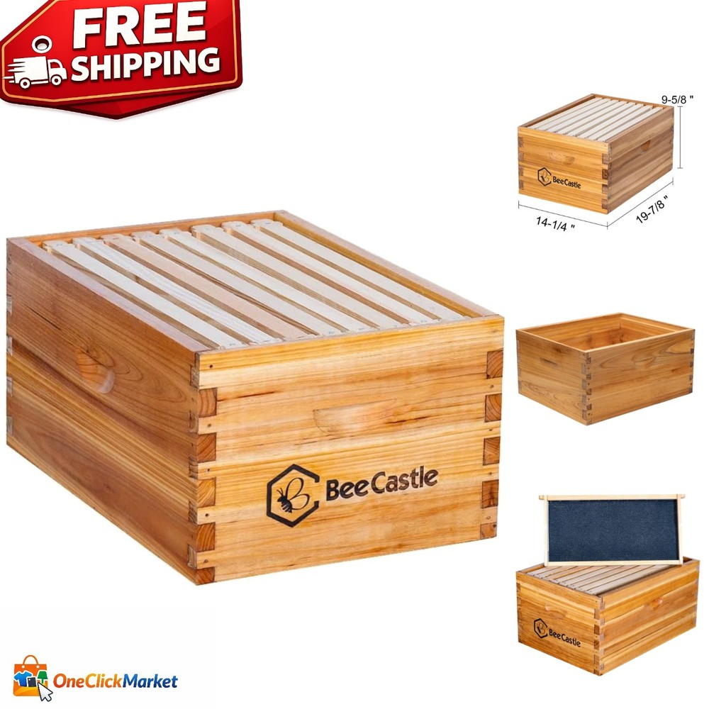 Heavy Wax Coated 8 Frame Langstroth Beehive Setup with Easy Assembly