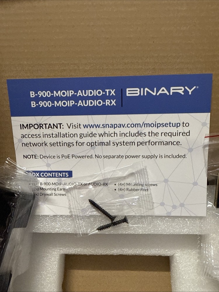 Binary B-900-MOIP-AUDIO-TX MoIP Audio Transmitter Media Over IP Black RJ45