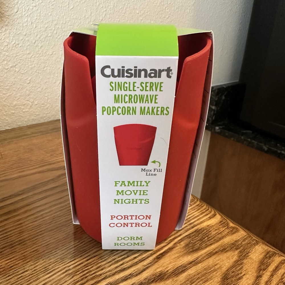 Cuisinart Single Serve Red Silicone Microwave Popcorn Makers 2pc Set NWT