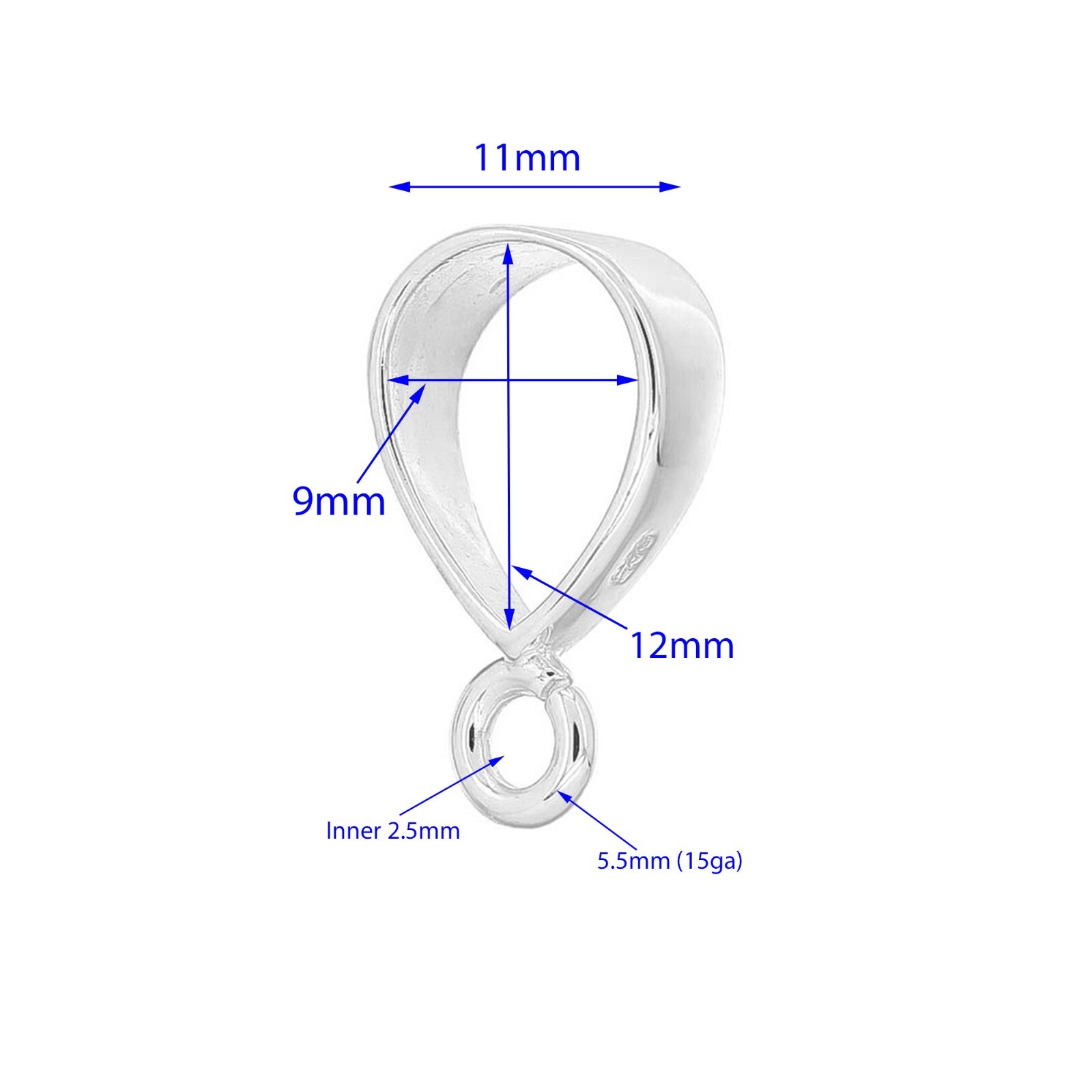 Large Sterling Silver Slider Pendant Clasp Bail Connector #99170