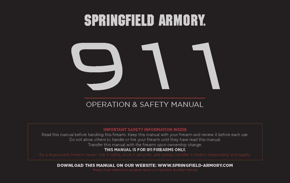 Springfield Armory 911 Operation & Safety Manual (38 pg)