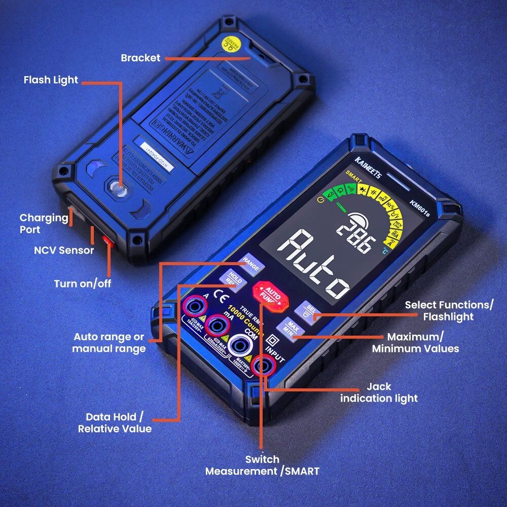 KAIWEETS KM601S Digital Multimeter 10000 Count 10A True-RMS Meter Rechargeable