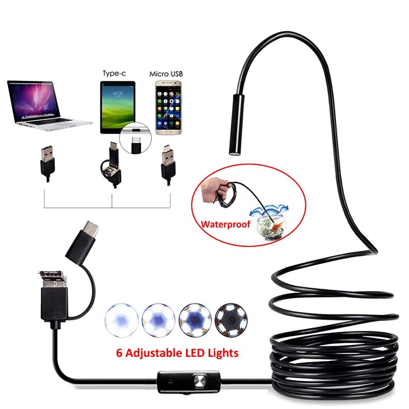 HD USB C Endoscope Type C Borescope Inspection Camera For Android MAC Computer