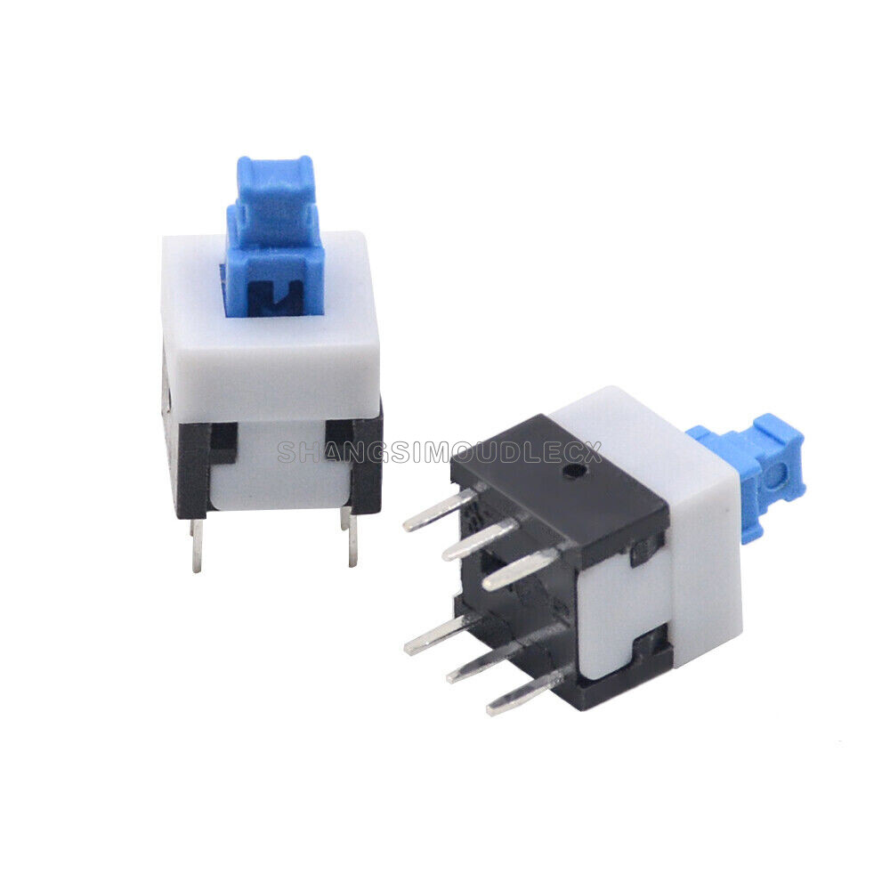 20pcs 8X8mm Cap Self-locking Type Square Blue Button Switch Control NEW-